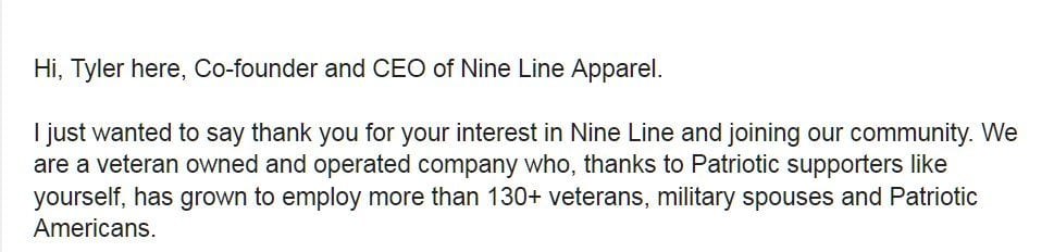 Nine line 2 email body